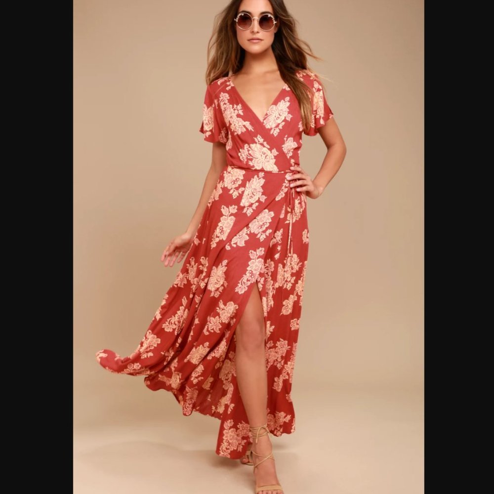 Lulu's Red/Rust Wrap Dress